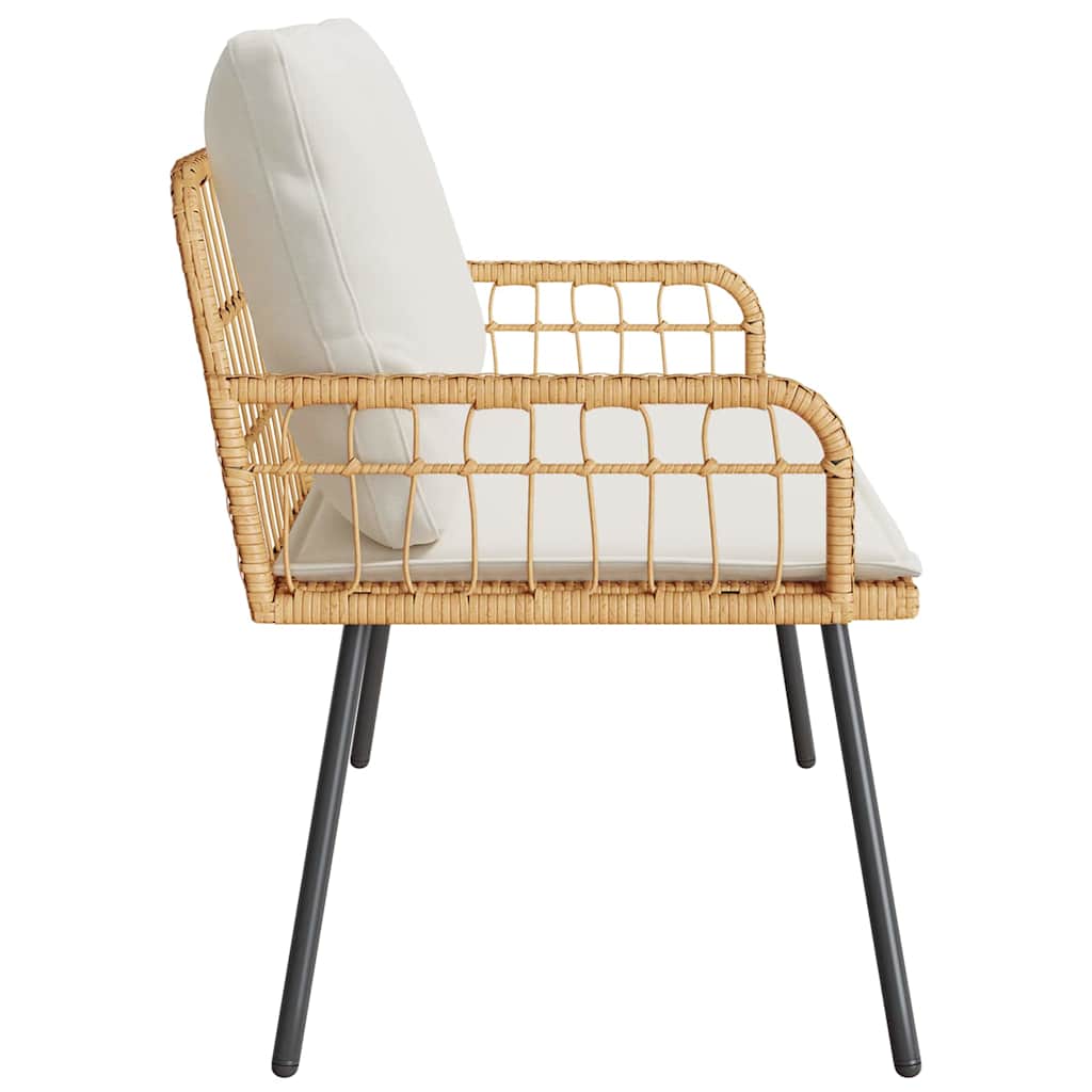 Garden Bench with Cushion Brown 114 x 64 x 78cm Metal